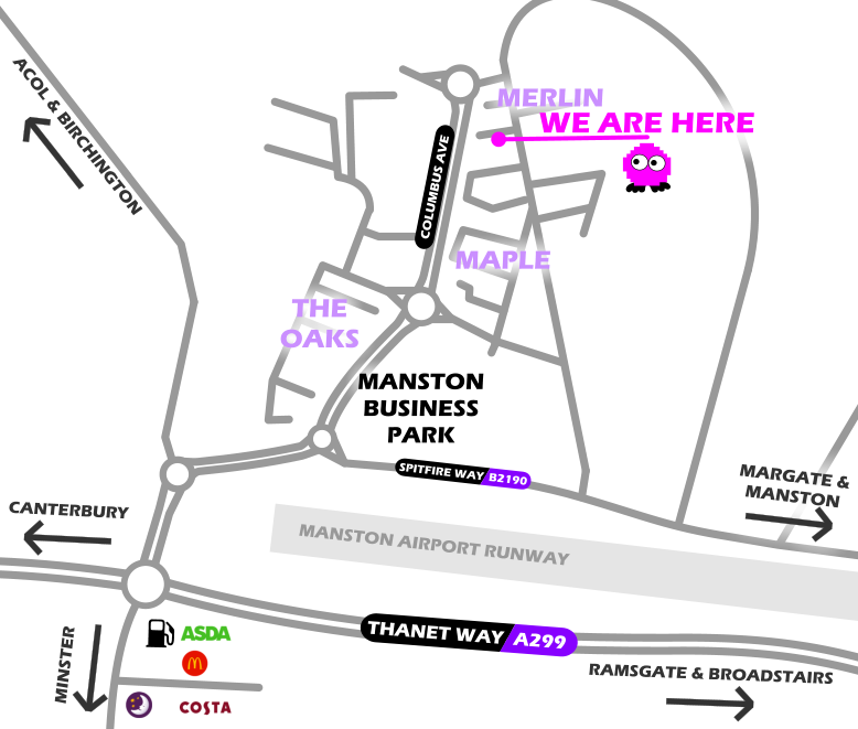 Map showing CyberCentral location at Manston Business Park
